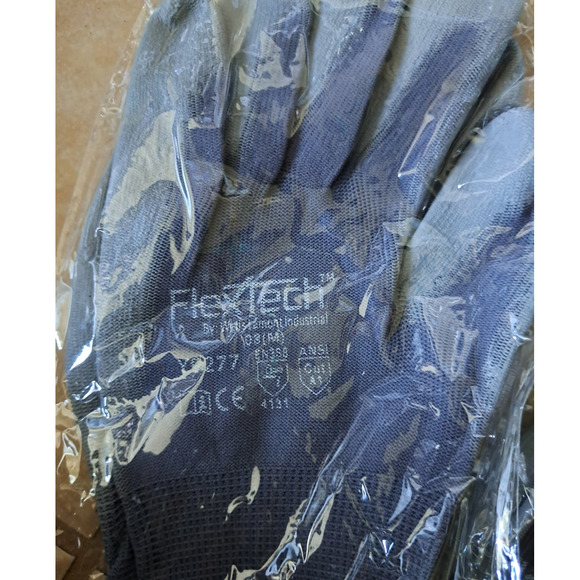 NEW 3 Dozen sets FLEX TECH Y9277 Gray Size Medium 8 Poly work Gloves - Picture 4 of 5